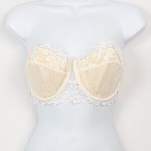 Vintage 80s/90s White Lace DOLORES FOR POIRETTE Strapless Bra - 34D